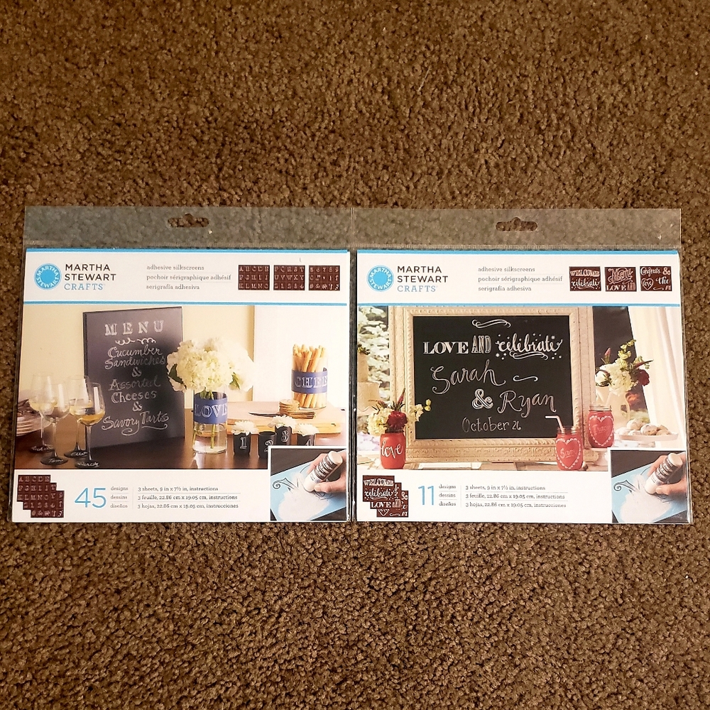 Set of 2 Martha Stewart Crafts adhesive silkscreen sheets new